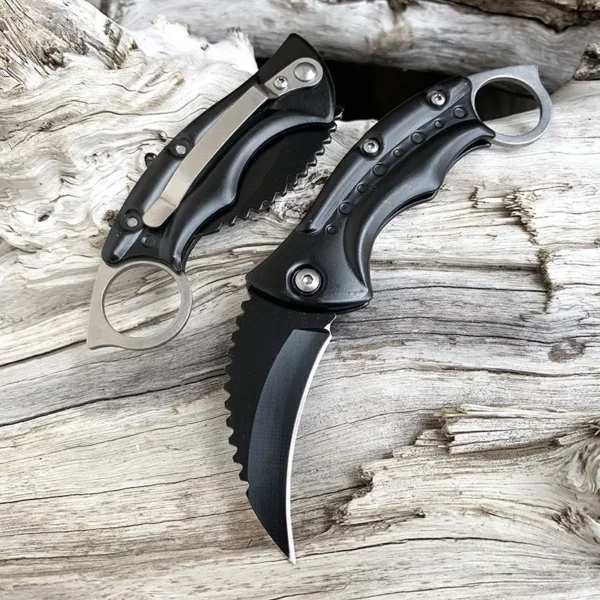 Faca Dobrável Karambit CS GO - Lâmina Afiada para Sobrevivência e Pesca